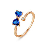 HUAMI Adjustable Heart Rings with Bowknot Design