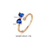 HUAMI Adjustable Heart Rings with Bowknot Design