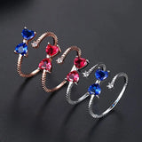 HUAMI Adjustable Heart Rings with Bowknot Design