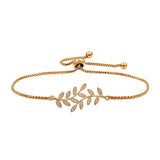 HUAMI Adjustable Leaf Bracelet Women Rhinestone Bangles Jewelry