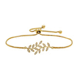 HUAMI Adjustable Leaf Bracelet Women Rhinestone Bangles Jewelry