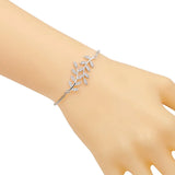 HUAMI Adjustable Leaf Bracelet Women Rhinestone Bangles Jewelry