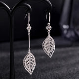 HUAMI Asymmetry Leaf Pendant Zircon Drop Earrings Women Gift Bijoux Femme