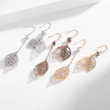 HUAMI Asymmetry Leaf Pendant Zircon Drop Earrings Women Gift Bijoux Femme