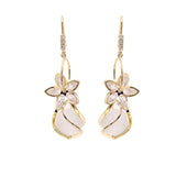 HUAMI Cateyes Flower Drop Earrings S925 Silver Needle Wedding Party