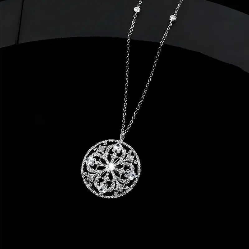 HUAMI Classic Sweater Chain Pendant Necklace with Cubic Zircon