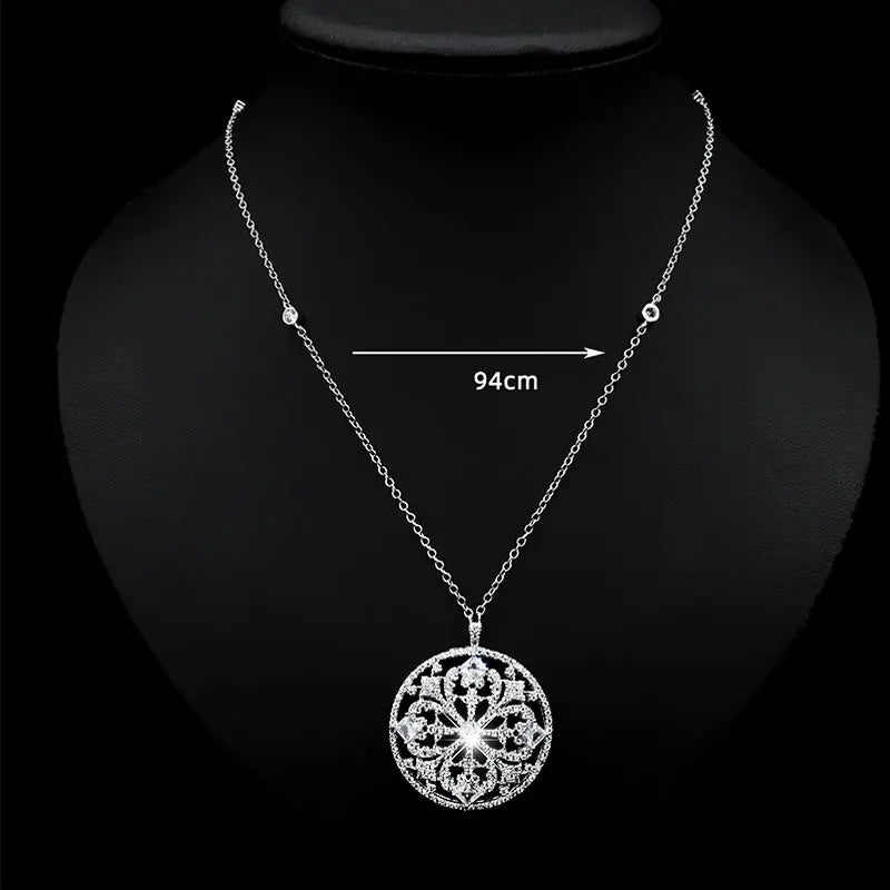 HUAMI Classic Sweater Chain Pendant Necklace with Cubic Zircon