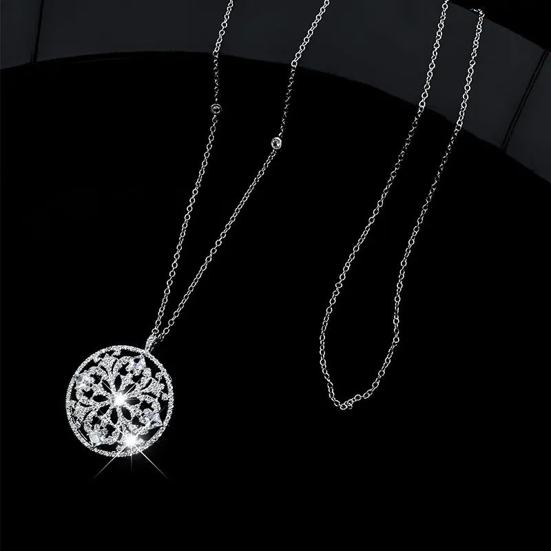 HUAMI Classic Sweater Chain Pendant Necklace with Cubic Zircon