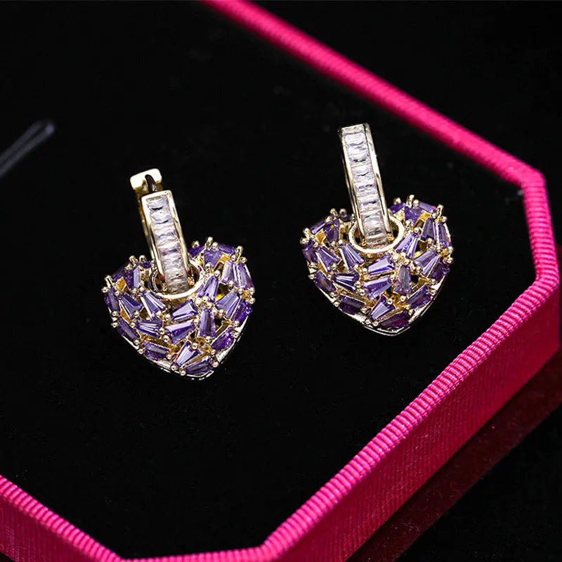 HUAMI Disassembly Buckle Drop Earrings Heart Sweet Exquiste Light Luruly Jewelry