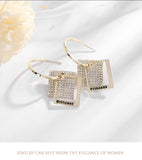Double Layer Square Princess Earrings Women Jewelry