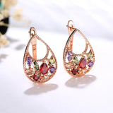 HUAMI Rose Stud Earrings with Cubic Zirconia, Boucle Oreille Femme