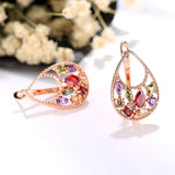 HUAMI Rose Stud Earrings with Cubic Zirconia, Boucle Oreille Femme