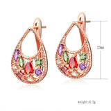 HUAMI Rose Stud Earrings with Cubic Zirconia, Boucle Oreille Femme