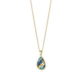 HUAMI Water Drops Pendant Necklace Natural Shell Inlay Plated Chain Women