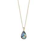 HUAMI Water Drops Pendant Necklace Natural Shell Inlay Plated Chain Women