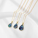 HUAMI Water Drops Pendant Necklace Natural Shell Inlay Plated Chain Women
