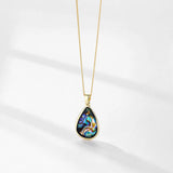 HUAMI Water Drops Pendant Necklace Natural Shell Inlay Plated Chain Women