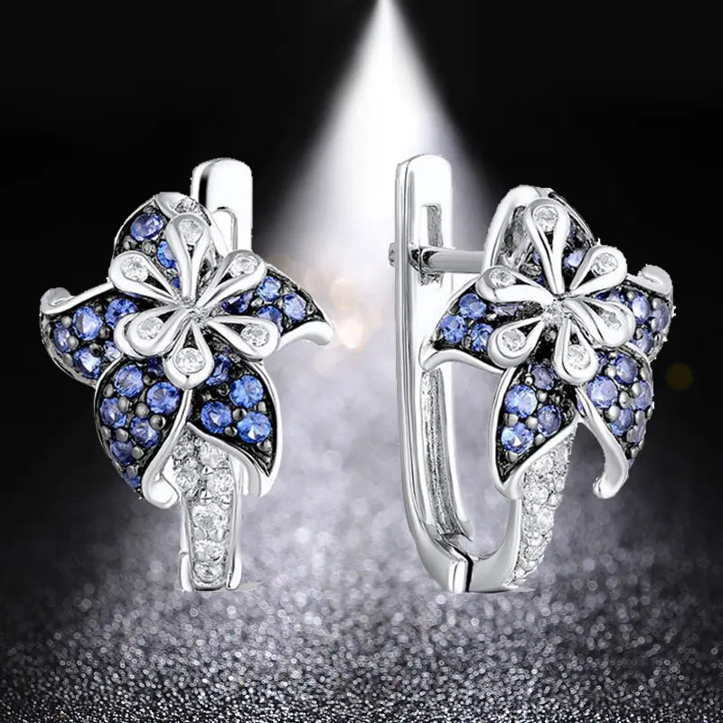 HUAMI Flower Fairy Stud Earrings for Women French Classic Jewelry Brincos Femini