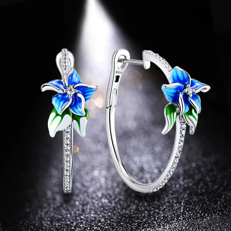 HUAMI Flower Fairy Stud Earrings for Women Ins Zircon Christmas Gift