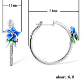 HUAMI Flower Fairy Stud Earrings for Women Ins Zircon Christmas Gift