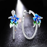 HUAMI Flower Fairy Stud Earrings for Women Ins Zircon Christmas Gift