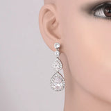HUAMI Full Water Drop Earrings Pendant Jewelry Silver Zircon