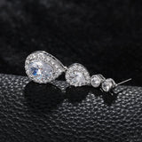 HUAMI Full Water Drop Earrings Pendant Jewelry Silver Zircon