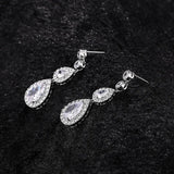 HUAMI Full Water Drop Earrings Pendant Jewelry Silver Zircon