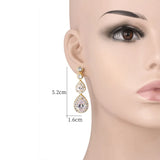 HUAMI Full Water Drop Earrings Pendant Jewelry Silver Zircon