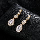 HUAMI Full Water Drop Earrings Pendant Jewelry Silver Zircon