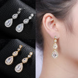 HUAMI Full Water Drop Earrings Pendant Jewelry Silver Zircon