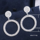 HUAMI Round Drop Earrings Rhinestone Nightclub Party Jewelry
