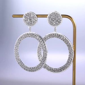 HUAMI Round Drop Earrings Rhinestone Nightclub Party Jewelry