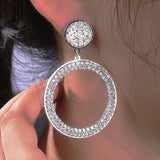 HUAMI Round Drop Earrings Rhinestone Nightclub Party Jewelry