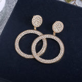 HUAMI Round Drop Earrings Rhinestone Nightclub Party Jewelry