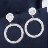 HUAMI Round Drop Earrings Rhinestone Nightclub Party Jewelry