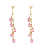 HUAMI Long Dangle Drop Earrings Pink Crystal Purple Sweet Tassel Bouclee