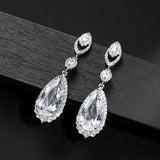HUAMI Long Dangle CZ Zirconia Earrings