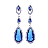 HUAMI Long Dangle CZ Zirconia Earrings