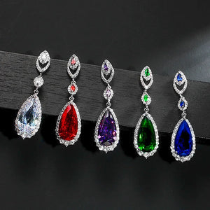 HUAMI Long Dangle CZ Zirconia Earrings