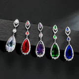 HUAMI Long Dangle CZ Zirconia Earrings