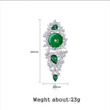 HUAMI Long Inlaid Cubic Zircon Drop Earrings Jade Emerald Green Chalcedony