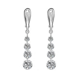 HUAMI Long Round Snowflake Dangle Drop Earrings Plated 18K Silver