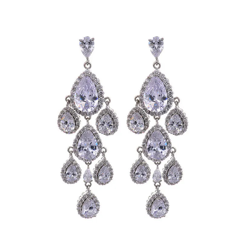 HUAMI Long Water Drop Earrings Multicolor Christmas Style Jewelry