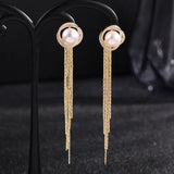 HUAMI Natural Pearl Earrings Tassel Women Fine Jewelry Two Wear Silver Needle