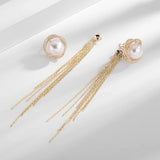 HUAMI Natural Pearl Earrings Tassel Women Fine Jewelry Two Wear Silver Needle