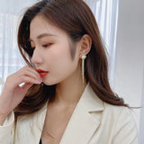 HUAMI Natural Pearl Earrings Tassel Women Fine Jewelry Two Wear Silver Needle