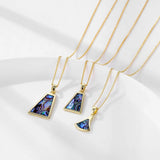 HUAMI Natural Shell Inlay Pendant Necklace Geometric Plated Chain Jewelry