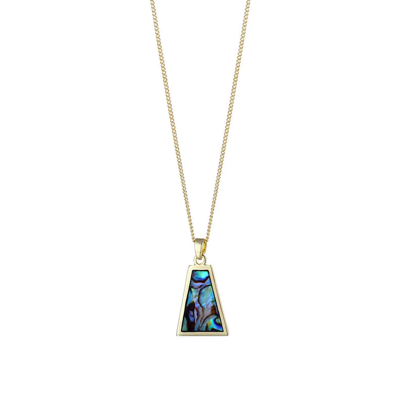 HUAMI Natural Shell Inlay Pendant Necklace Geometric Plated Chain Jewelry