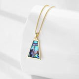 HUAMI Natural Shell Inlay Pendant Necklace Geometric Plated Chain Jewelry